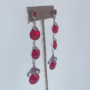 Ruby Red Crystal Drop Earrings